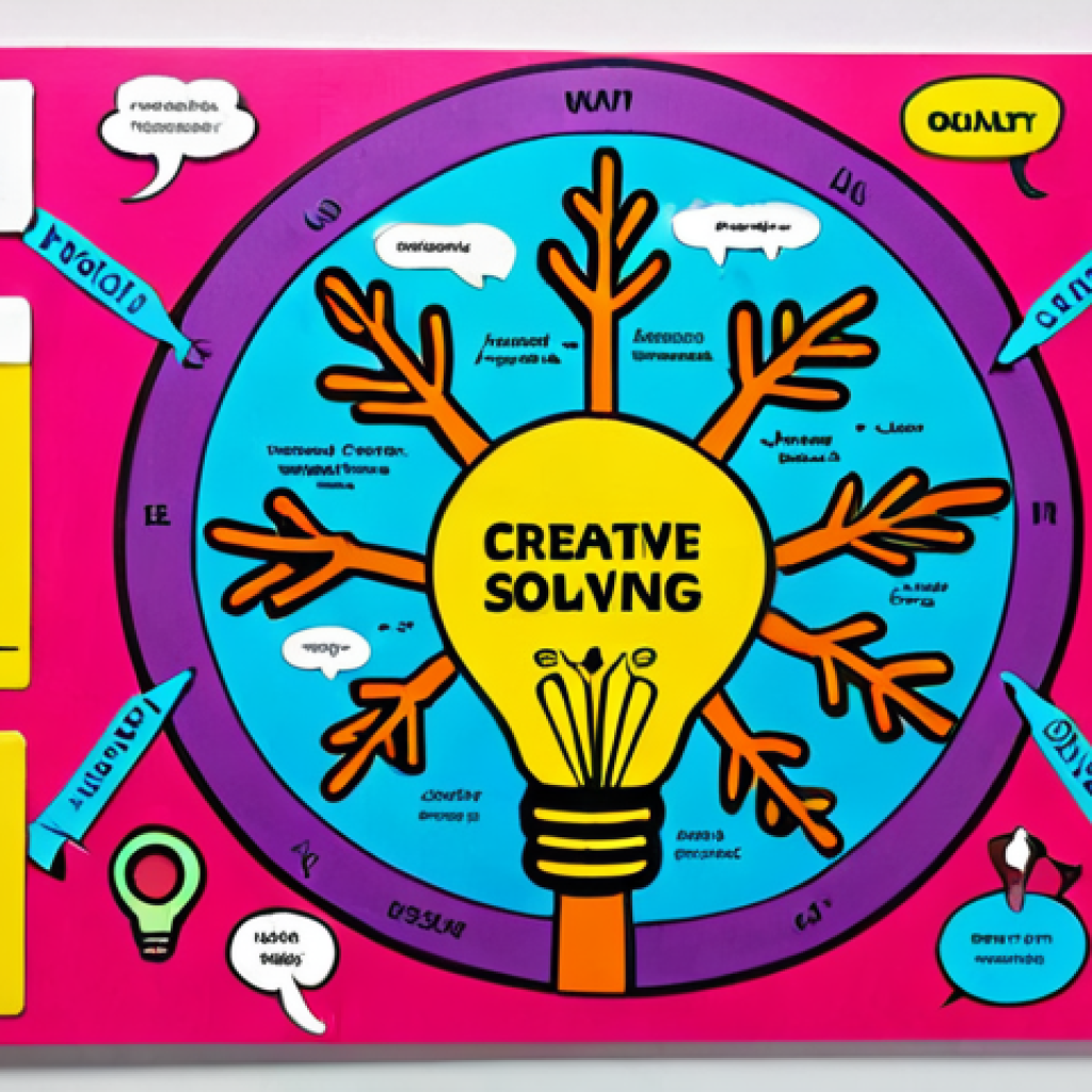 ** "A vibrant, colorful mind map with a central idea of 'Creative Thinking,' branching out into categories like 'Brainstorming,' 'Problem Solving,' and 'New Ideas.' Use bright colors, icons, and hand-drawn elements."

**