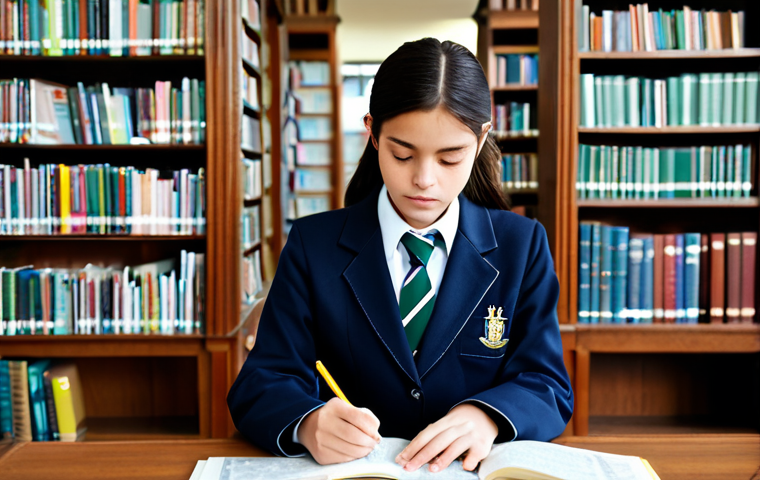 마인드맵으로 창조적인 문제 해결하기 - **Education:** A student fully clothed in a modest school uniform, using mind mapping techniques to ...