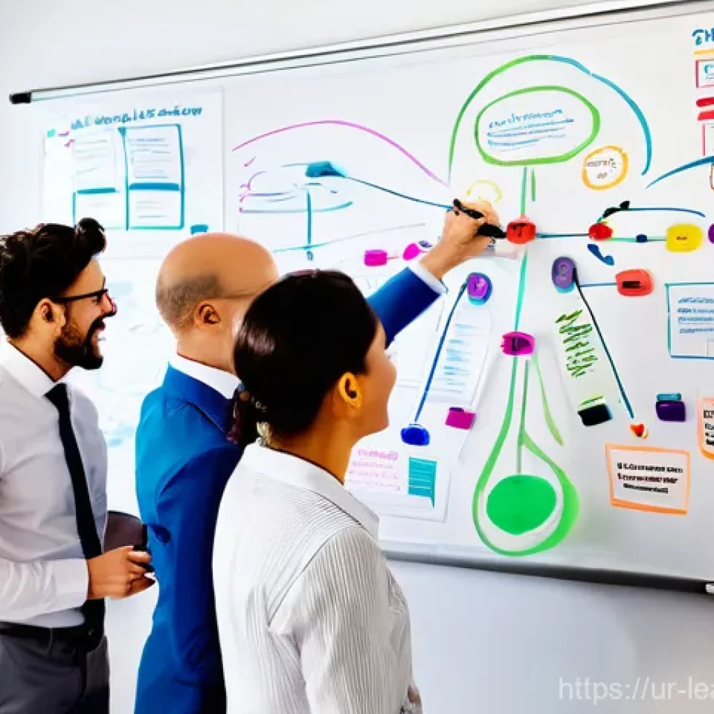 마인드맵과 협업 팀워크 향상 방법 - **Prompt 1: Collaborative Brainstorming with a Physical Mind Map**
"A diverse team of profession...