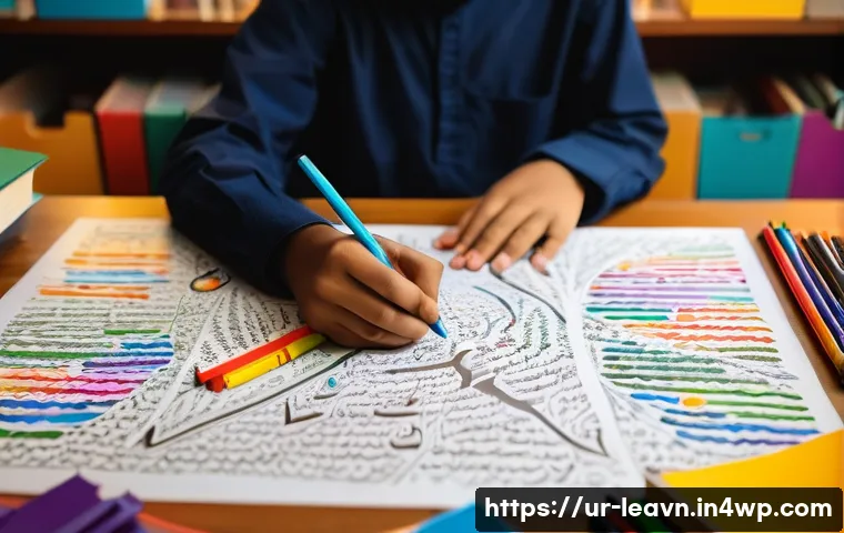 마인드맵을 이용한 시험 준비 전략 - A vibrant study desk setup featuring a young Urdu-speaking student creating a colorful mind map on a...
